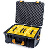 Pelican 1560 Case, Black with Yellow Handles & Latches Yellow Padded Microfiber Dividers with Convolute Lid Foam ColorCase 015600-0010-110-240