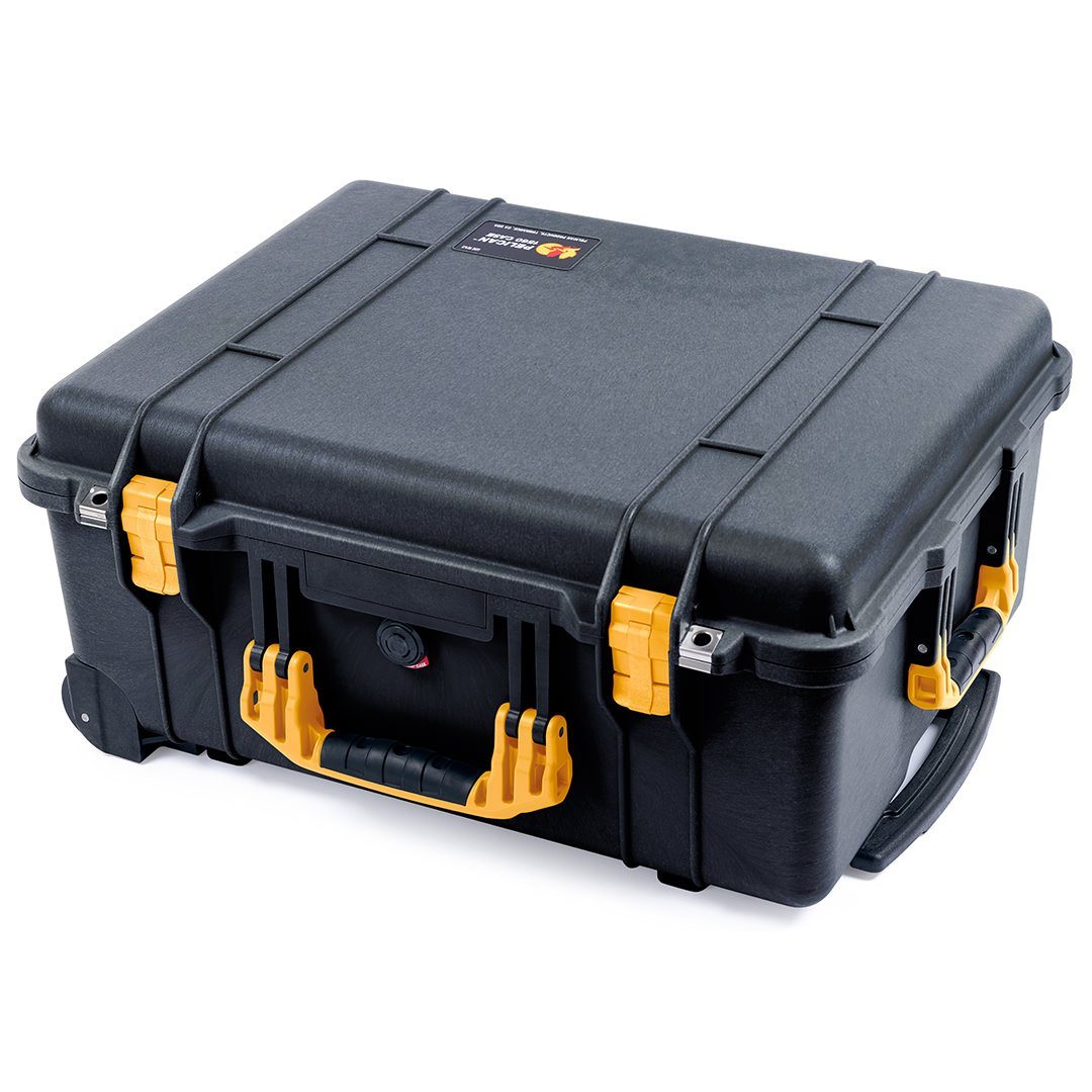 Pelican 1560 Case, Black with Yellow Handles &amp; Latches ColorCase 