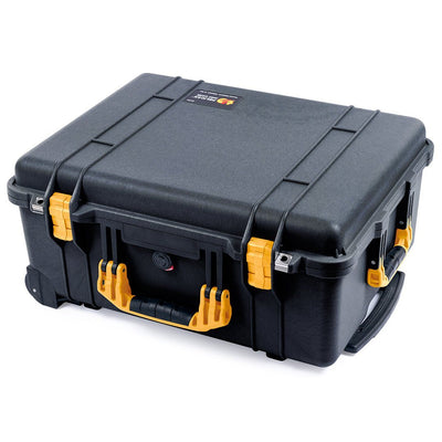 Pelican 1560 Case, Black with Yellow Handles & Latches ColorCase