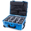 Pelican 1560 Case, Blue with Black Handles & Latches Gray Padded Microfiber Dividers with Computer Pouch ColorCase 015600-0270-120-110