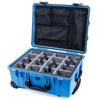 Pelican 1560 Case, Blue with Black Handles & Latches Gray Padded Microfiber Dividers with Mesh Lid Organizer ColorCase 015600-0170-120-110