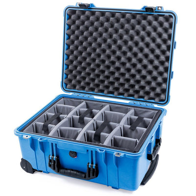 Pelican 1560 Case, Blue with Black Handles & Latches Gray Padded Microfiber Dividers with Convolute Lid Foam ColorCase 015600-0070-120-110