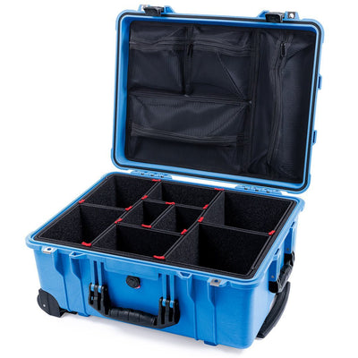 Pelican 1560 Case, Blue with Black Handles & Latches TrekPak Divider System with Mesh Lid Organizer ColorCase 015600-0120-120-110