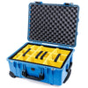 Pelican 1560 Case, Blue with Black Handles & Latches Yellow Padded Microfiber Dividers with Convolute Lid Foam ColorCase 015600-0010-120-110