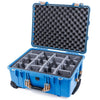 Pelican 1560 Case, Blue with Desert Tan Handles & Latches Gray Padded Microfiber Dividers with Convolute Lid Foam ColorCase 015600-0070-120-310
