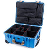 Pelican 1560 Case, Blue with Desert Tan Handles & Latches TrekPak Divider System with Computer Pouch ColorCase 015600-0220-120-310