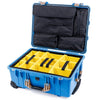 Pelican 1560 Case, Blue with Desert Tan Handles & Latches Yellow Padded Microfiber Dividers with Computer Pouch ColorCase 015600-0210-120-310