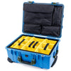 Pelican 1560 Case, Blue with OD Green Handles & Latches Yellow Padded Microfiber Dividers with Computer Pouch ColorCase 015600-0210-120-130