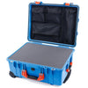 Pelican 1560 Case, Blue with Orange Handles & Latches Pick & Pluck Foam with Mesh Lid Organizer ColorCase 015600-0101-120-150