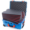 Pelican 1560 Case, Blue with Orange Handles & Latches Custom Tool Kit (6 Foam Inserts with Convolute Lid Foam) ColorCase 015600-0060-120-150