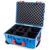 Pelican 1560 Case, Blue with Orange Handles & Latches TrekPak Divider System with Convolute Lid Foam ColorCase 015600-0020-120-150