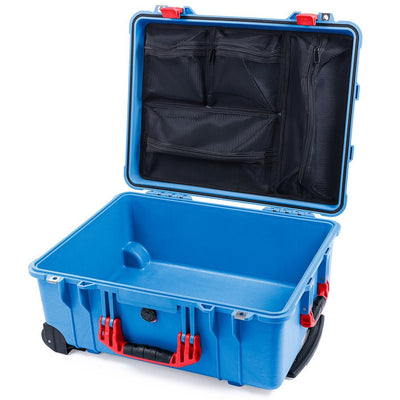 Pelican 1560 Case, Blue with Red Handles & Latches Mesh Lid Organizer Only ColorCase 015600-0100-120-320