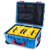 Pelican 1560 Case, Blue with Red Handles & Latches Yellow Padded Microfiber Dividers with Mesh Lid Organizer ColorCase 015600-0110-120-320