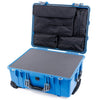 Pelican 1560 Case, Blue with Silver Handles & Latches Pick & Pluck Foam with Computer Pouch ColorCase 015600-0201-120-180