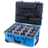 Pelican 1560 Case, Blue with Silver Handles & Latches Gray Padded Microfiber Dividers with Computer Pouch ColorCase 015600-0270-120-180