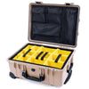 Pelican 1560 Case, Desert Tan with Black Handles & Latches Yellow Padded Microfiber Dividers with Mesh Lid Organizer ColorCase 015600-0110-310-110