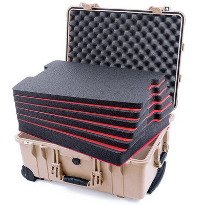 Pelican 1560 Case, Desert Tan Custom Tool Kit (6 Foam Inserts with Convolute Lid Foam) ColorCase 015600-0060-310-310