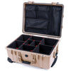 Pelican 1560 Case, Desert Tan TrekPak Divider System with Mesh Lid Organizer ColorCase 015600-0120-310-310
