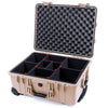 Pelican 1560 Case, Desert Tan TrekPak Divider System with Convolute Lid Foam ColorCase 015600-0020-310-310