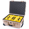 Pelican 1560 Case, Desert Tan Yellow Padded Microfiber Dividers with Convolute Lid Foam ColorCase 015600-0010-310-310