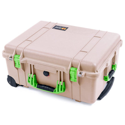 Pelican 1560 Case, Desert Tan with Lime Green Handles & Latches ColorCase