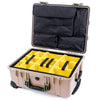 Pelican 1560 Case, Desert Tan with OD Green Handles & Latches Yellow Padded Microfiber Dividers with Computer Pouch ColorCase 015600-0210-310-130