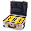 Pelican 1560 Case, Desert Tan with OD Green Handles & Latches Yellow Padded Microfiber Dividers with Mesh Lid Organizer ColorCase 015600-0110-310-130