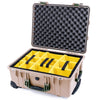 Pelican 1560 Case, Desert Tan with OD Green Handles & Latches Yellow Padded Microfiber Dividers with Convolute Lid Foam ColorCase 015600-0010-310-130