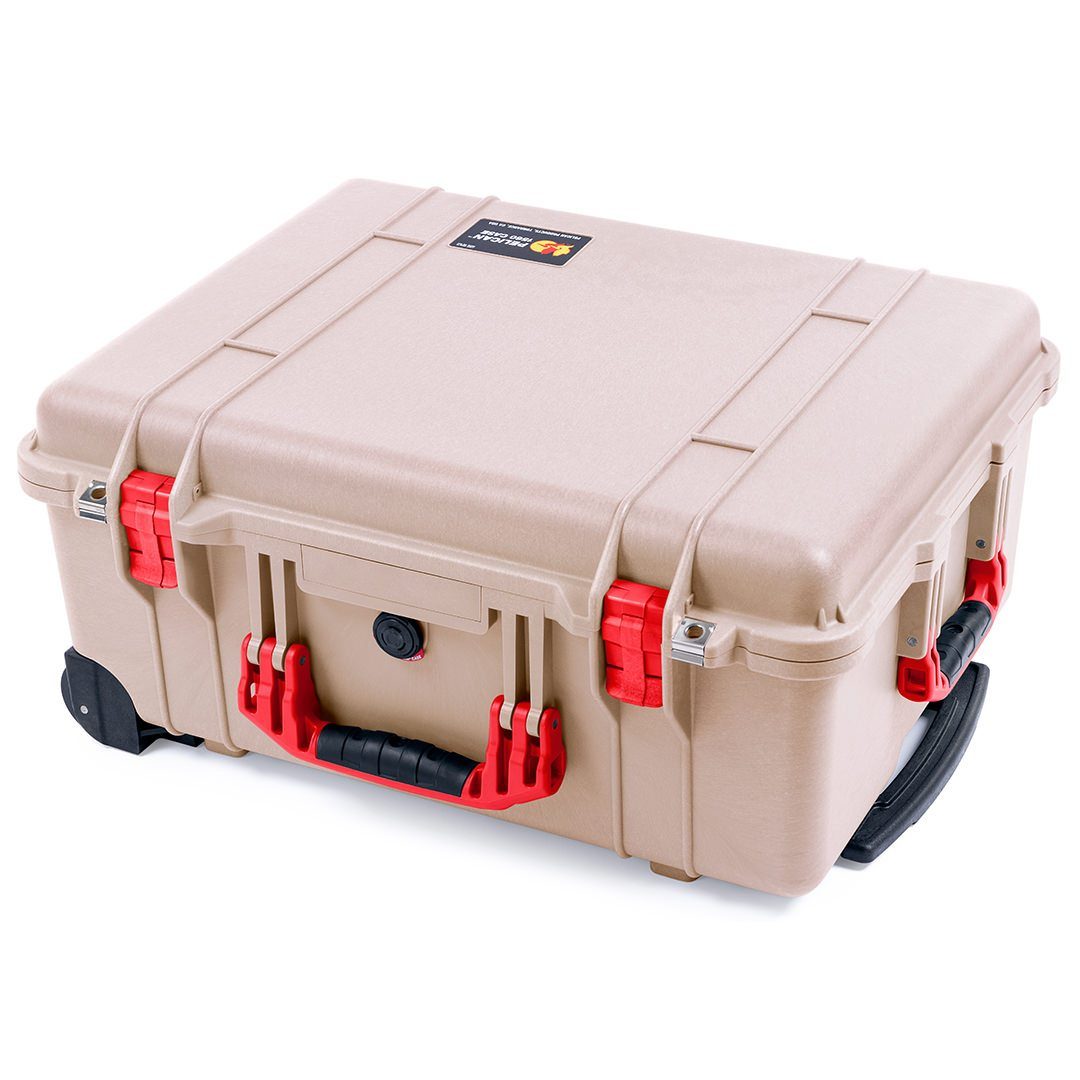 Pelican 1560 Case, Desert Tan with Red Handles & Latches ColorCase 