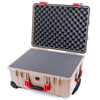 Pelican 1560 Case, Desert Tan with Red Handles & Latches Pick & Pluck Foam with Convolute Lid Foam ColorCase 015600-0001-310-320