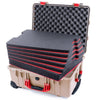 Pelican 1560 Case, Desert Tan with Red Handles & Latches Custom Tool Kit (6 Foam Inserts with Convolute Lid Foam) ColorCase 015600-0060-310-320