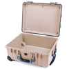 Pelican 1560 Case, Desert Tan with Silver Handles & Latches None (Case Only) ColorCase 015600-0000-310-180