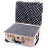 Pelican 1560 Case, Desert Tan with Silver Handles & Latches Pick & Pluck Foam with Convolute Lid Foam ColorCase 015600-0001-310-180