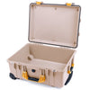 Pelican 1560 Case, Desert Tan with Yellow Handles & Latches None (Case Only) ColorCase 015600-0000-310-240