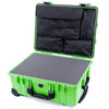 Pelican 1560 Case, Lime Green with Black Handles & Latches Pick & Pluck Foam with Computer Pouch ColorCase 015600-0201-300-110