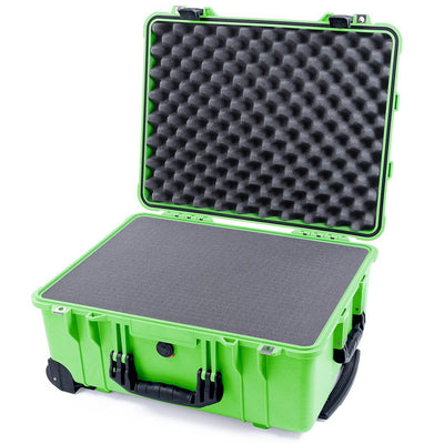 Pelican 1560 Case, Lime Green with Black Handles & Latches Pick & Pluck Foam with Convolute Lid Foam ColorCase 015600-0001-300-110
