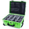 Pelican 1560 Case, Lime Green with Black Handles & Latches Gray Padded Microfiber Dividers with Mesh Lid Organizer ColorCase 015600-0170-300-110