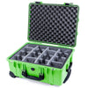 Pelican 1560 Case, Lime Green with Black Handles & Latches Gray Padded Microfiber Dividers with Convolute Lid Foam ColorCase 015600-0070-300-110
