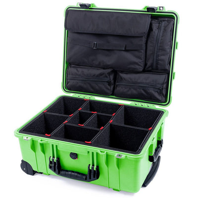 Pelican 1560 Case, Lime Green with Black Handles & Latches TrekPak Divider System with Computer Pouch ColorCase 015600-0220-300-110