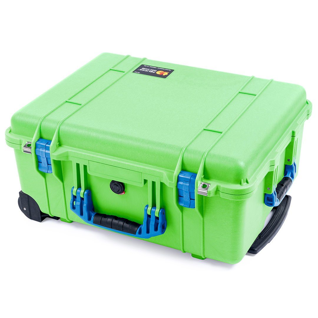 Pelican 1560 Case, Lime Green with Blue Handles & Latches ColorCase 