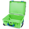 Pelican 1560 Case, Lime Green with Blue Handles & Latches None (Case Only) ColorCase 015600-0000-300-120