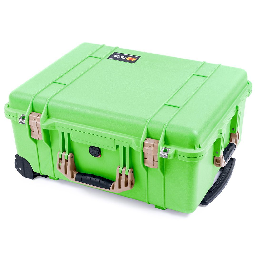 Pelican 1560 Case, Lime Green with Desert Tan Handles &amp; Latches ColorCase 