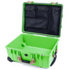 Pelican 1560 Case, Lime Green with Desert Tan Handles & Latches Mesh Lid Organizer Only ColorCase 015600-0100-310-130