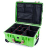 Pelican 1560 Case, Lime Green with Desert Tan Handles & Latches TrekPak Divider System with Mesh Lid Organizer ColorCase 015600-0120-310-130