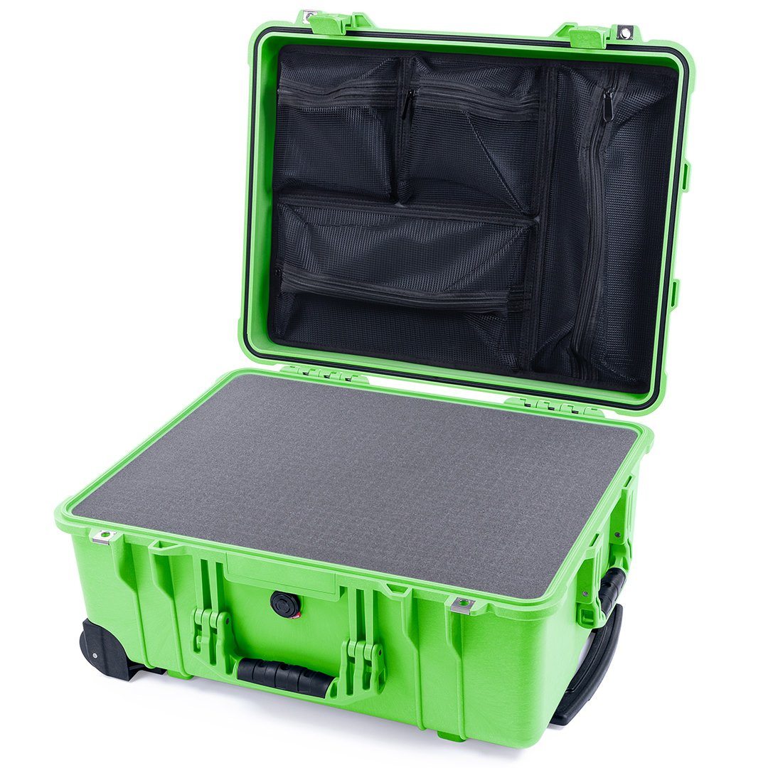 Pelican 1560 Case, Lime Green Pick &amp; Pluck Foam with Mesh Lid Organizer ColorCase 015600-0101-300-300