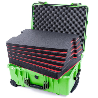 Pelican 1560 Case, Lime Green with OD Green Handles & Latches Custom Tool Kit (6 Foam Inserts with Convolute Lid Foam) ColorCase 015600-0060-300-130