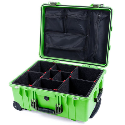 Pelican 1560 Case, Lime Green with OD Green Handles & Latches TrekPak Divider System with Mesh Lid Organizer ColorCase 015600-0120-300-130