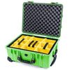 Pelican 1560 Case, Lime Green with OD Green Handles & Latches Yellow Padded Microfiber Dividers with Convolute Lid Foam ColorCase 015600-0010-300-130