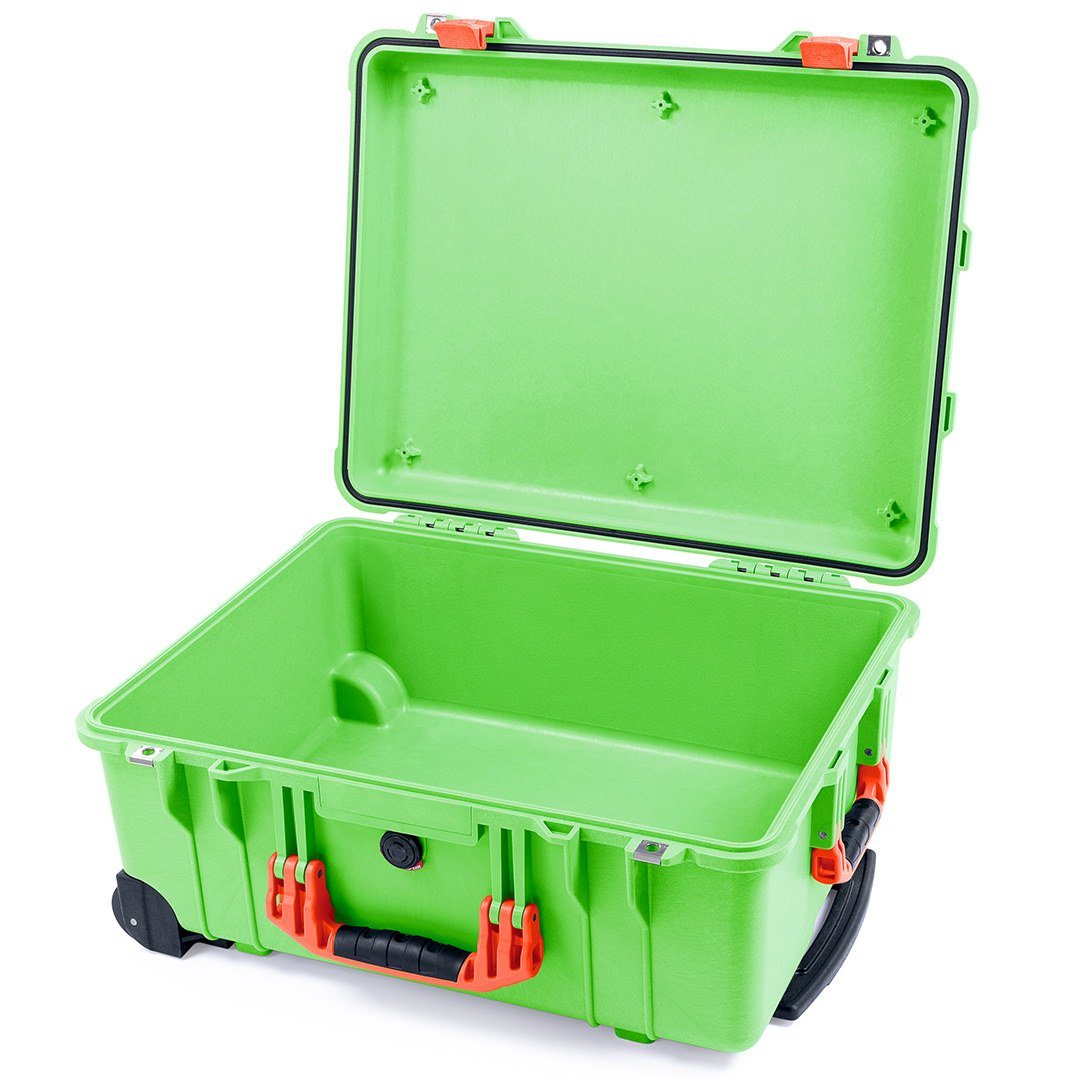 Pelican 1560 Case, Lime Green with Orange Handles &amp; Latches None (Case Only) ColorCase 015600-0000-300-150