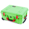 Pelican 1560 Case, Lime Green with Red Handles & Latches ColorCase